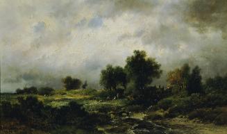 Remy van Haanen, Sommerlandschaft, 1869, Öl auf Holz, 28 x 46 cm, Belvedere, Wien, Inv.-Nr. 488…