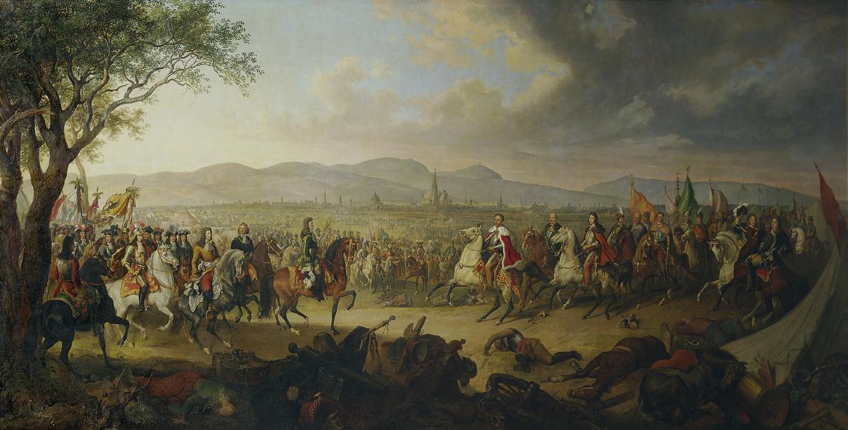 Johann Nepomuk Höchle, Kaiser Leopold I. und König Jan III. Sobieski vor Wien, undatiert, Öl au…