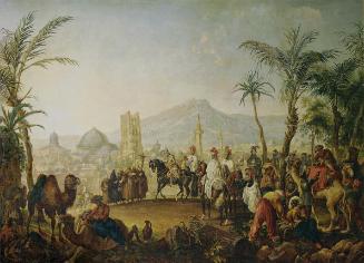 Johann Nepomuk Höchle, Kreuzfahrer (Gottfried von Bouillon), undatiert, Öl auf Leinwand, 228 × …