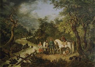 Johann Nepomuk Höchle, Rudolf von Habsburg und der Priester, undatiert, Öl auf Leinwand, 230 × …