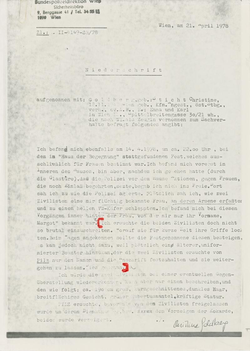 Ausschnitte der Polizeiprotokolle