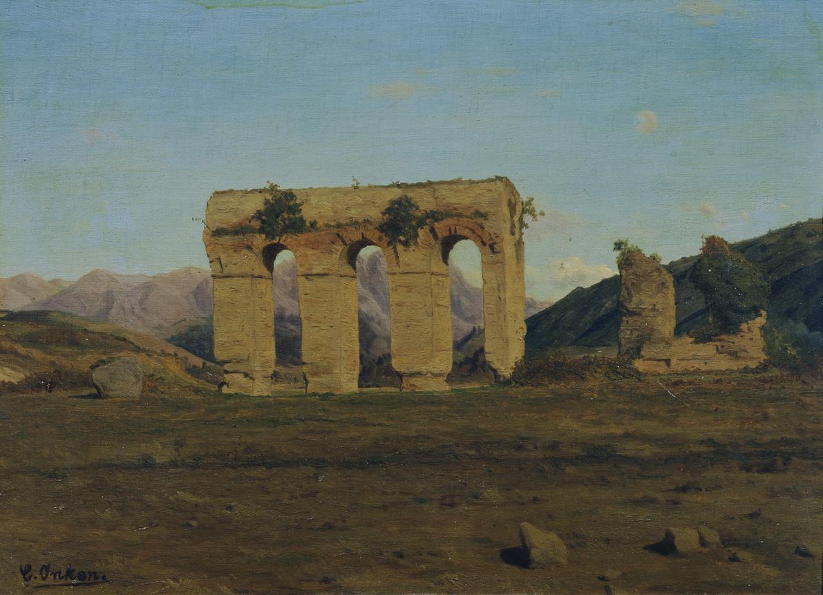 Carl Eduard Onken, Römischer Aquädukt, Öl auf Karton, 31,5 x 41,5 cm, Belvedere, Wien, Inv.-Nr.…