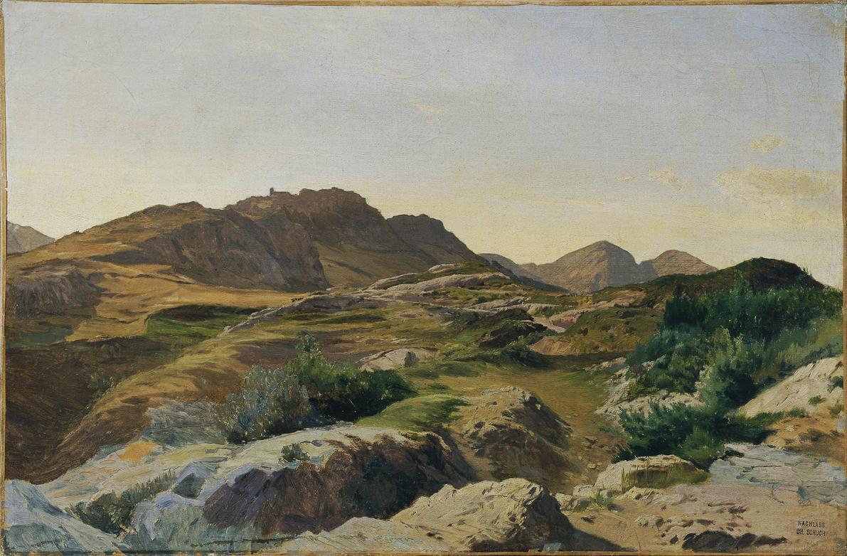 Carl Schuch, Landschaft im Sabinergebirge, um 1870, Öl auf Leinwand, 35 x 53 cm, Belvedere, Wie…