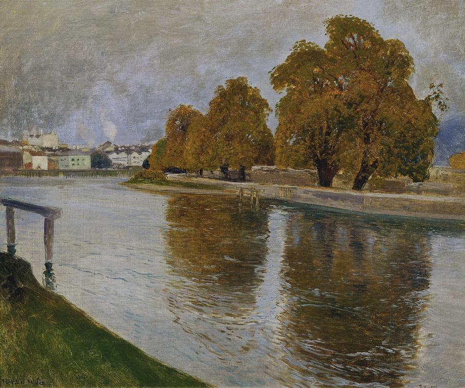 Hans Wilt, Die Salzach bei Hallein, Tempera auf Leinwand auf Holz, 40,8 x 48,2 cm, Belvedere, W…