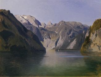 August Schaeffer von Wienwald, Blick über den Königssee, 1861, Öl auf Karton, 39,5 x 50 cm, Bel…