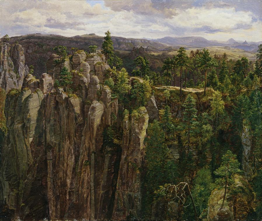 Anton Schiffer, Im Elb-Sandsteingebirge, 1841, Öl auf Karton, 31 x 36 cm, Belvedere, Wien, Inv.…