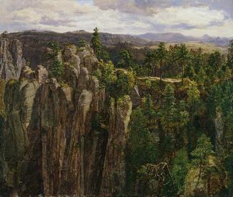Anton Schiffer, Im Elb-Sandsteingebirge, 1841, Öl auf Karton, 31 x 36 cm, Belvedere, Wien, Inv.…