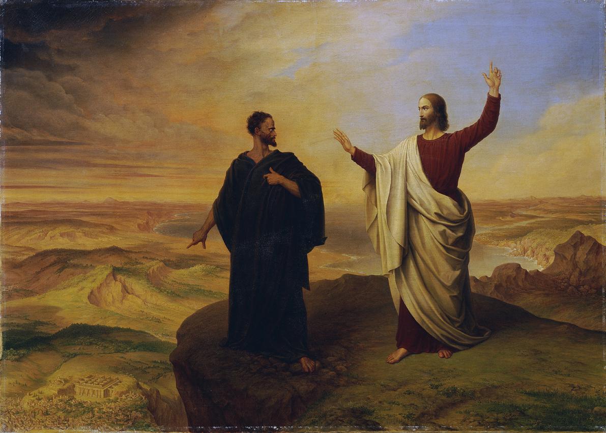 Ludwig Ferdinand Schnorr von Carolsfeld, Die Versuchung Christi, 1847, Öl auf Leinwand, 85 x 11…