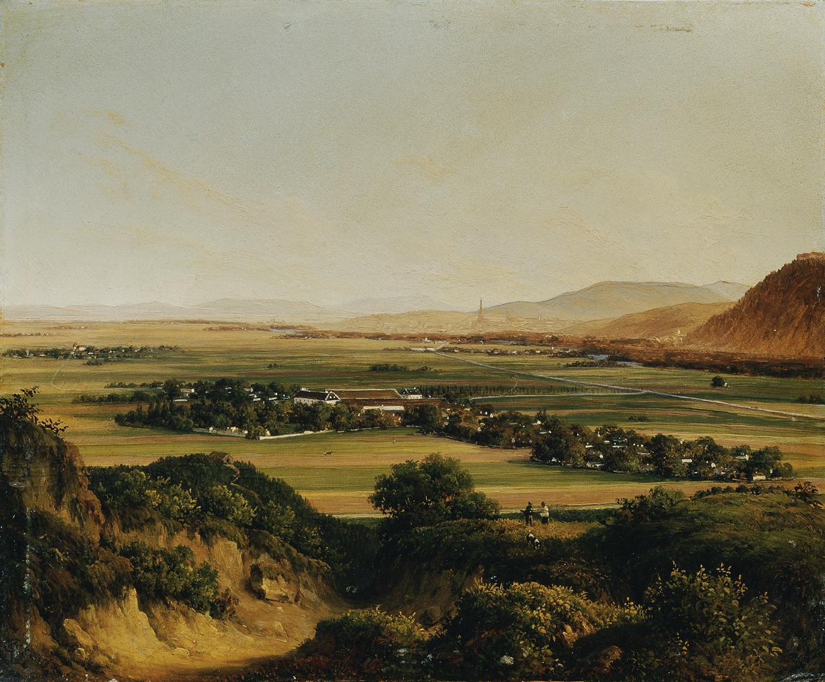 Christian Plattensteiner, Fernblick auf Wien vom Bisamberg, Öl auf Blech, 25 x 30,5 cm, Belvede…