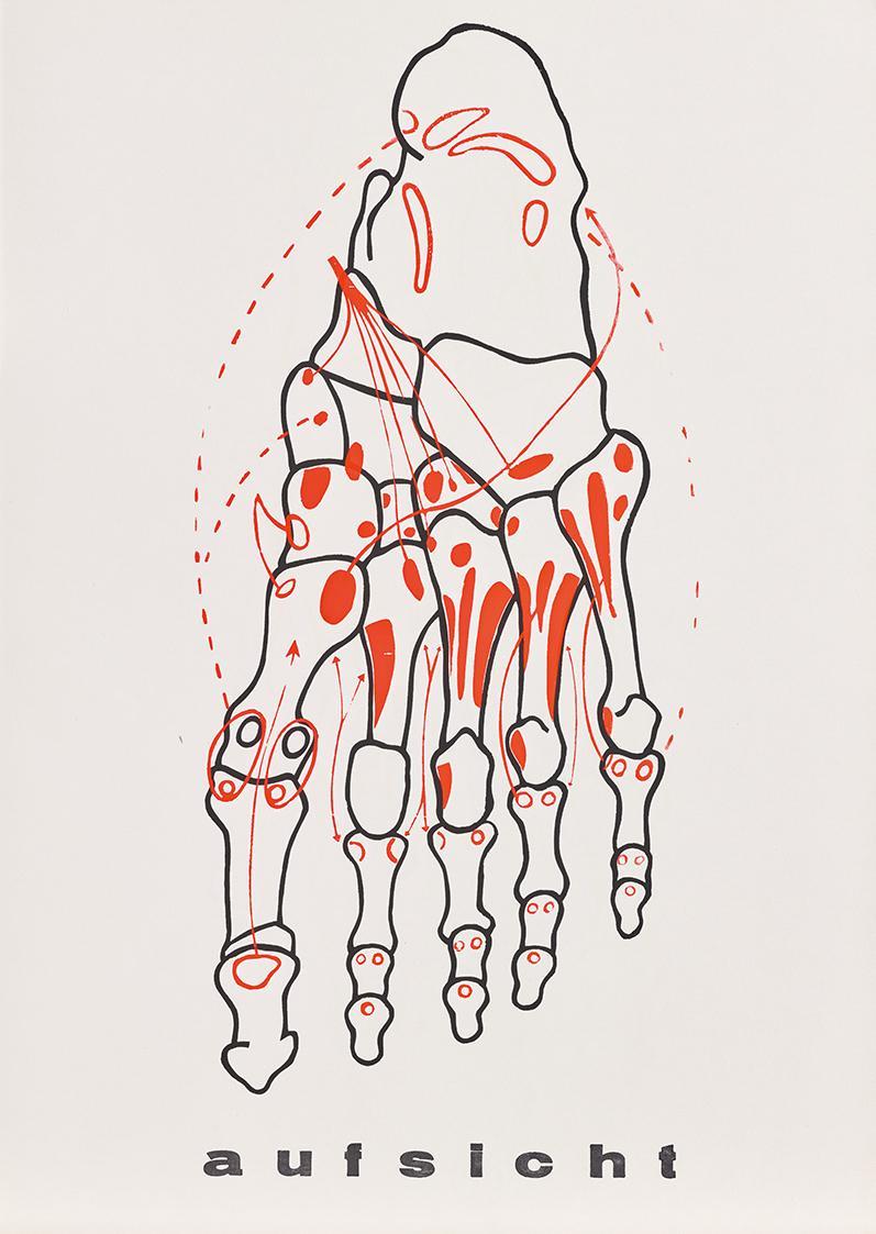 Hans Peter Auberger, sublimes repräsentationsschema, 1970, Siebdruck und Handstempel, Offset, B…