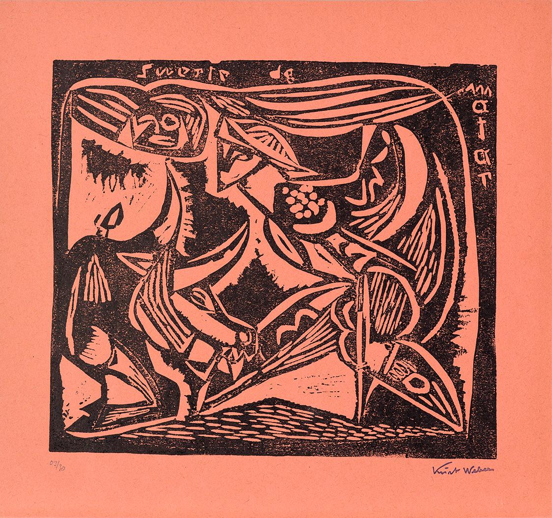 Kurt Weber, Suerte de Matar, undatiert, Linolschnitt, Blattmaße: 46,9 × 49,9 cm, Schenkung Fria…