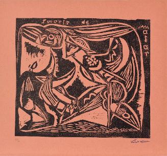 Kurt Weber, Suerte de Matar, undatiert, Linolschnitt, Blattmaße: 46,9 × 49,9 cm, Schenkung Fria…