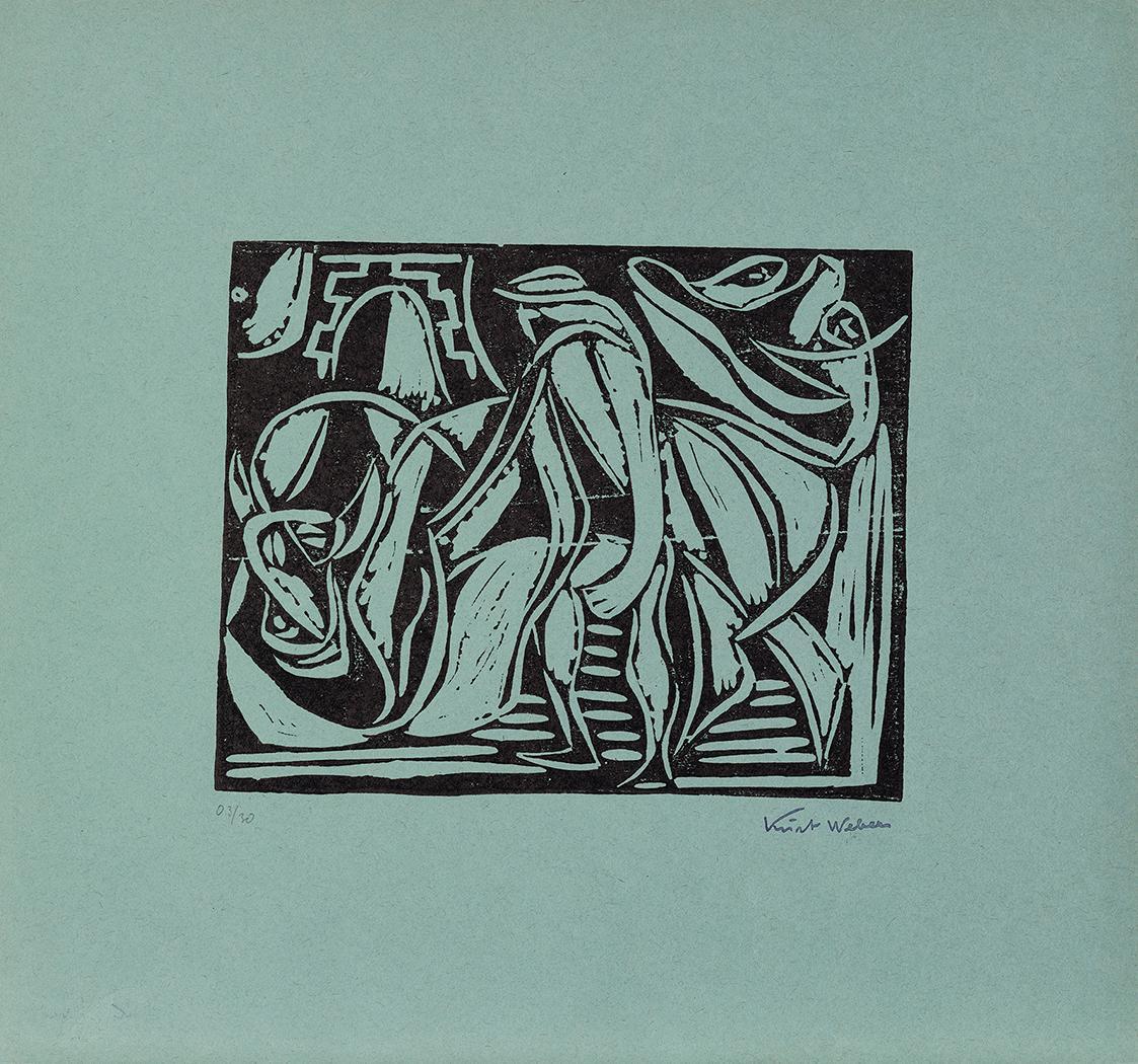 Kurt Weber, Suerte de Matar, undatiert, Linolschnitt, Blattmaße: 47 × 50,2 cm, Schenkung Fria E…
