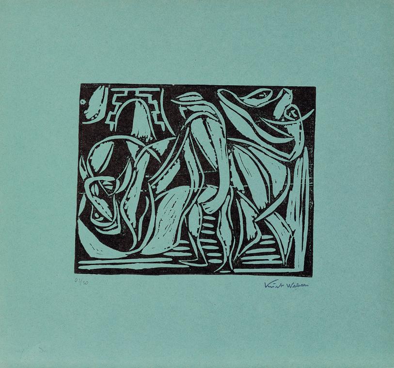 Kurt Weber, Suerte de Matar, undatiert, Linolschnitt, Blattmaße: 47 × 50,2 cm, Schenkung Fria E…