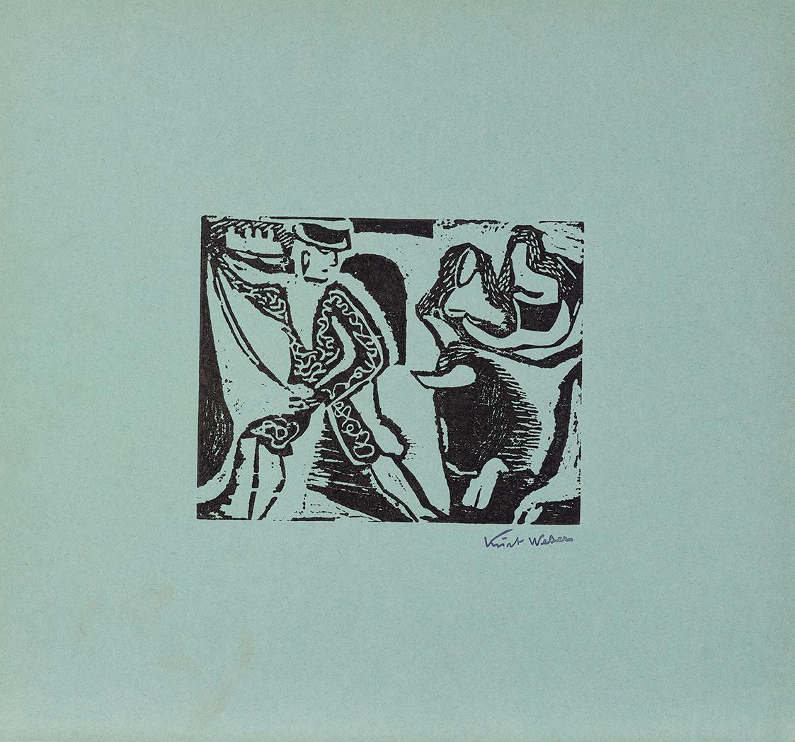 Kurt Weber, Suerte de Matar, undatiert, Linolschnitt, Blattmaße: 47 × 50,1 cm, Schenkung Fria E…