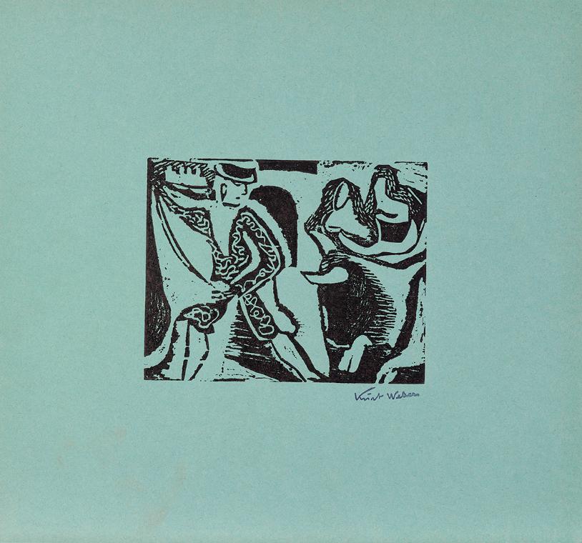 Kurt Weber, Suerte de Matar, undatiert, Linolschnitt, Blattmaße: 47 × 50,1 cm, Schenkung Fria E…