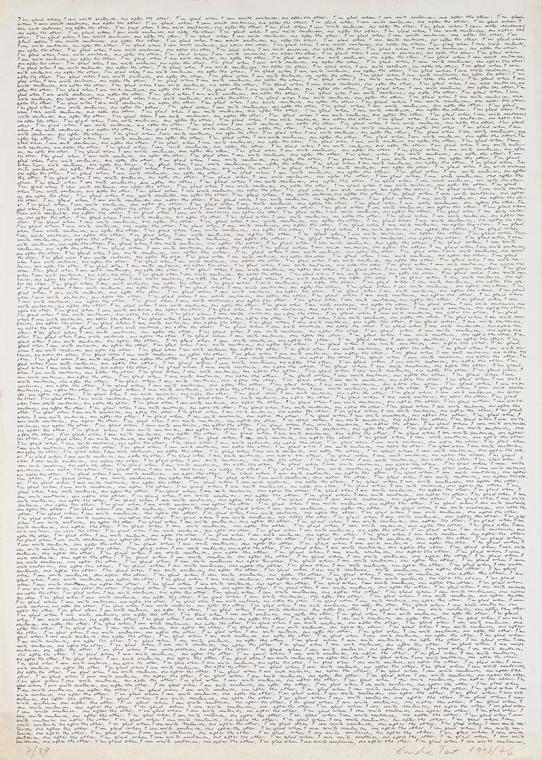 Endre Tót, I'm glad if I can write one sentence after the other, 1973/1976, Offsetgrafik, Blatt…