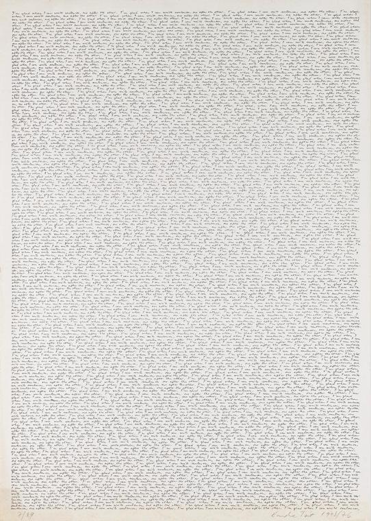 Endre Tót, I'm glad if I can write one sentence after the other, 1973/1976, Offsetgrafik, Blatt ...