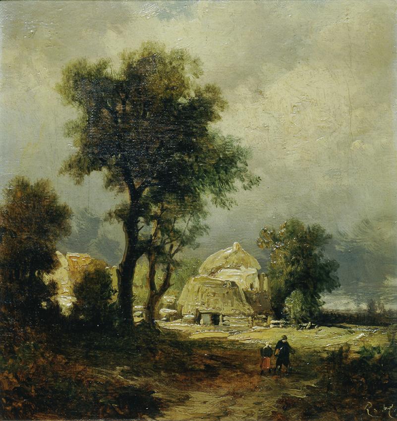 Remigius Adrianus van Haanen, Ungarisches Dorf, undatiert, Öl auf Leinwand, 22,5 x 21,5 cm, Bel…