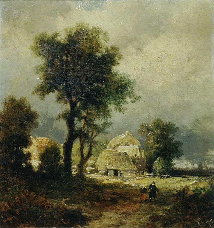 Remigius Adrianus van Haanen, Ungarisches Dorf, undatiert, Öl auf Leinwand, 22,5 x 21,5 cm, Bel…