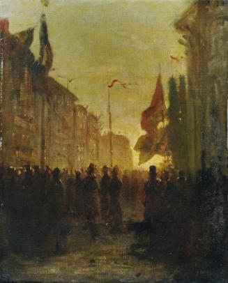 Friedrich Alois Schönn, Festbeflaggung, undatiert, Öl auf Leinwand, 47,5 x 38,5 cm, Belvedere, …