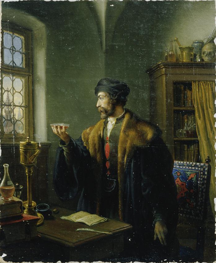 Johann Peter Krafft, Faust am Ostermorgen, 1854-1856, Öl auf Leinwand auf Karton, 30,6 x 25,2 c…