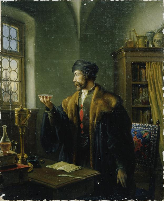 Johann Peter Krafft, Faust am Ostermorgen, 1854-1856, Öl auf Leinwand auf Karton, 30,6 x 25,2 c…