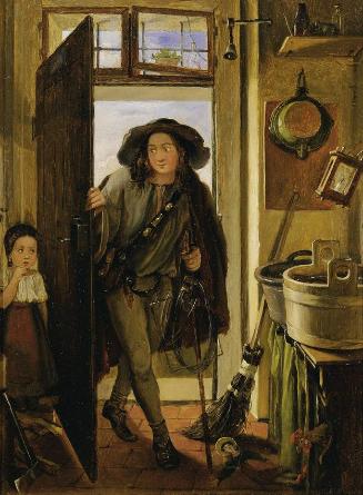 Adam Brenner, Der Drahtbinder in der Küche, um 1831, Öl auf Holz, 24 x 19 cm, Belvedere, Wien, …