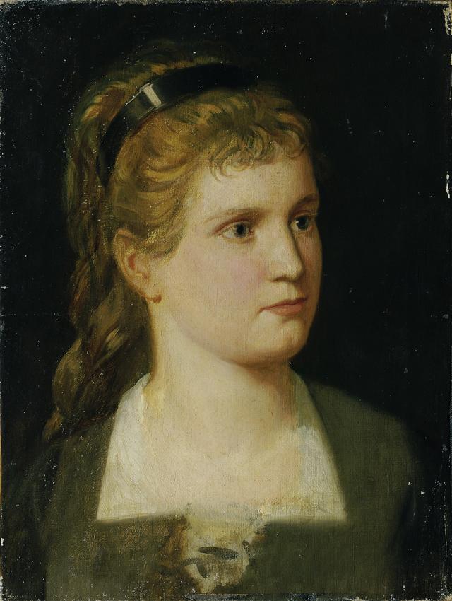 Anton Romako, Brustbild der Nichte, Käthchen Winder, Ende 1860er Jahre, Öl auf Leinwand, 47 x 3…