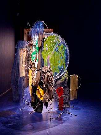 Donna Huanca, YUCUMAMA, 2018, Mixed Media, Öl und Acryl auf Stoff, Blei, Plastik, künstliche Ha…