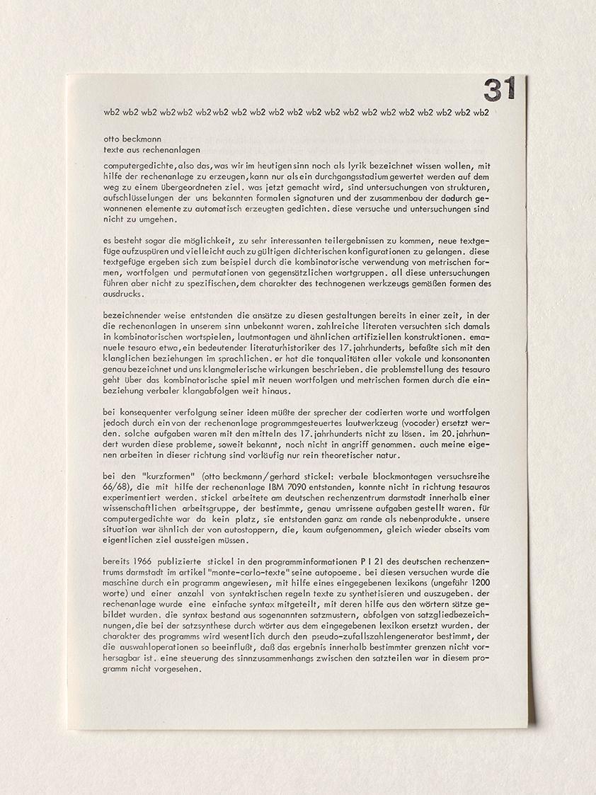 texte aus rechenanlagen