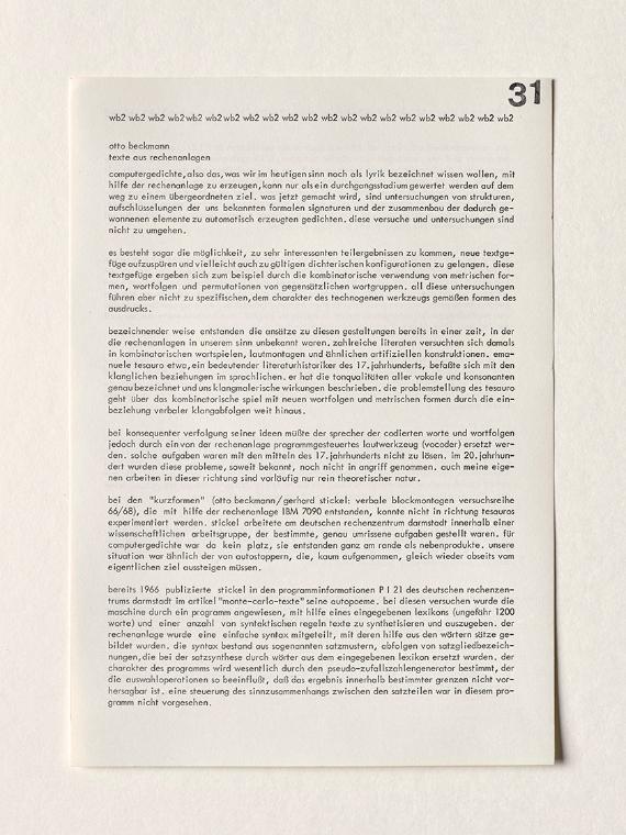 texte aus rechenanlagen