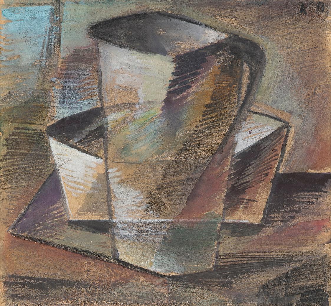 Bohumil Kubišta, Stillleben, 1911/1912, Öl auf Papier, Darstellungsmaße: 19 × 20,5 cm, Dauerlei…