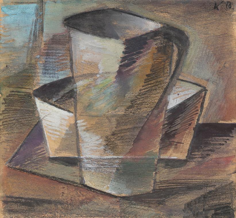 Bohumil Kubišta, Stillleben, 1911/1912, Öl auf Papier, Darstellungsmaße: 19 × 20,5 cm, Dauerlei…