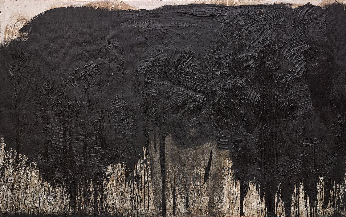 Hermann Nitsch, Schüttbild aus der 40. Malaktion, 1997, Öl mit Blut auf Jute, 200 × 300 cm, 201…