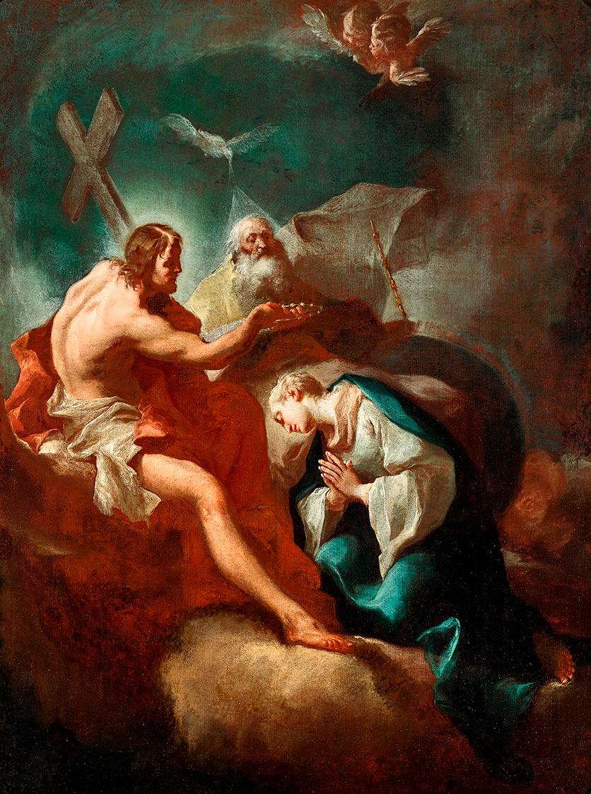 Umkreis: Paul Troger, Krönung Mariens, um 1760, Öl auf Leinwand, 100 x 74 cm, Belvedere, Wien, …