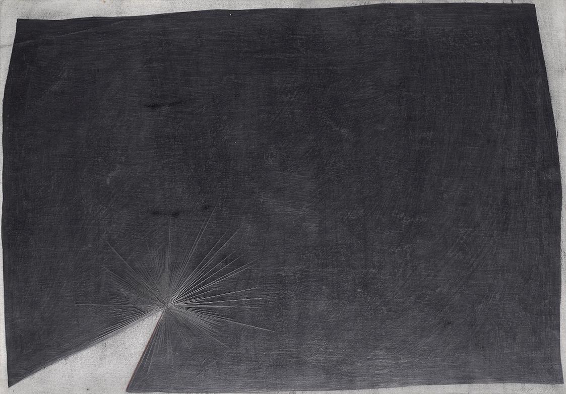 Franz Vana, Vor einer halben Stunde, 1977, Graphit, Dispersion und Farbstift auf Büttenkarton, …