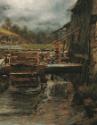 Carl Moll, Wassermühle in Goisern (nach Emil Jakob Schindler), 1884, Öl auf Holz, 44 x 36 cm, B…