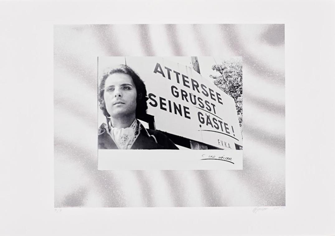 Christian Ludwig Attersee, Attersee grüßt seine Gäste und weiter (3-teiliger Fotozyklus), 1969/…