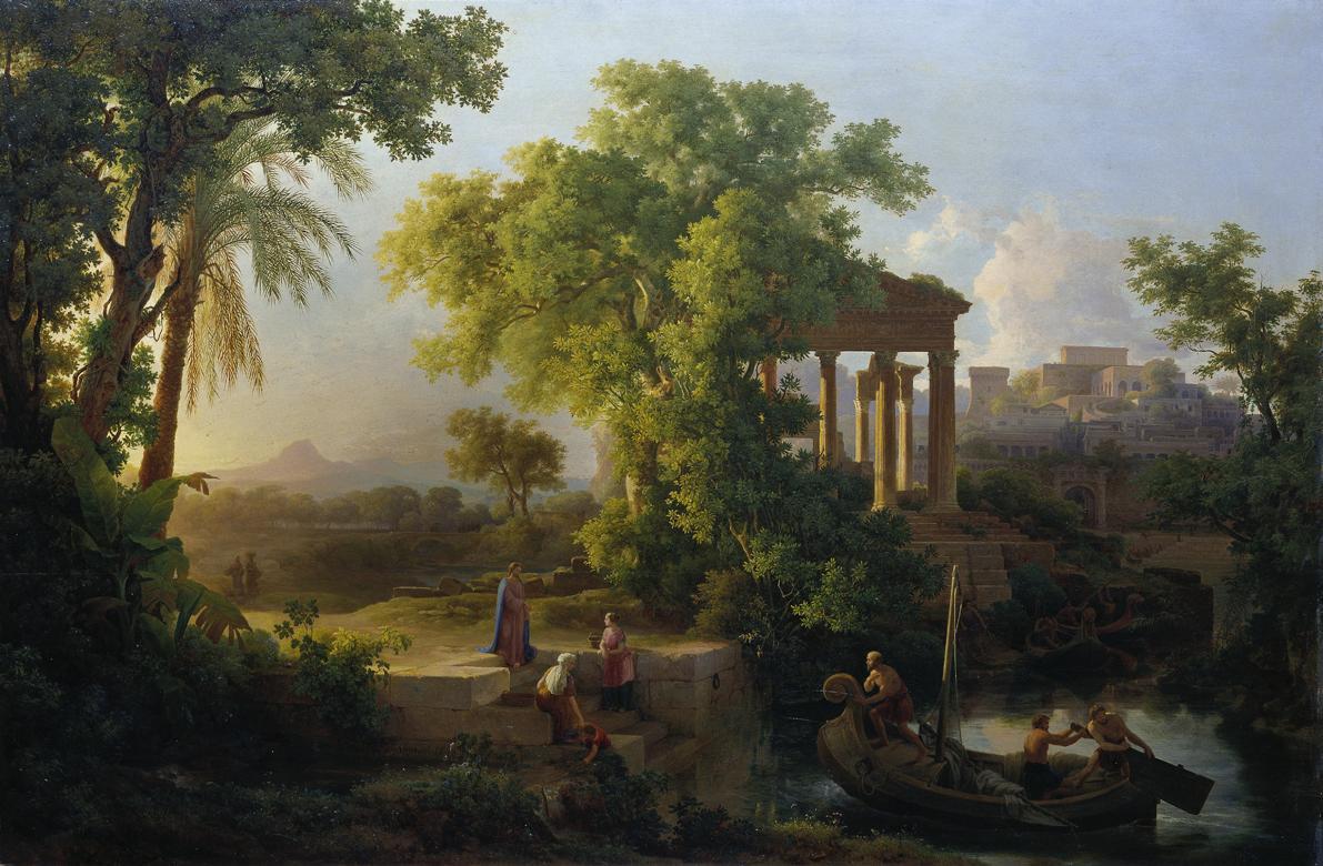 Károly Markó der Ältere, Landschaft mit dem hl. Petrus, 1848, Öl auf Holz, 52 x 79 cm, Belveder ...