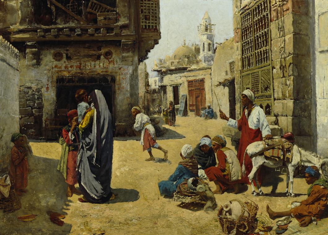 Alphons Leopold Mielich, Straßenbild in Kairo, um 1890/1900, Öl auf Holz, 44 x 63 cm, Belvedere…
