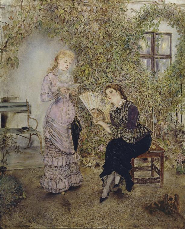 Anton Romako, Die Freundinnen, 1880/1882, Öl auf Holz, 72,5 x 59,5 cm, Belvedere, Wien, Inv.-Nr…