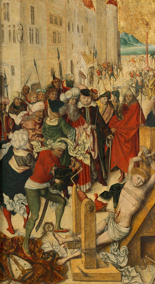 Meister der Heiligenmartyrien, Martyrium des hl. Erasmus, um 1500, Malerei auf Lindenholz, 52,1…