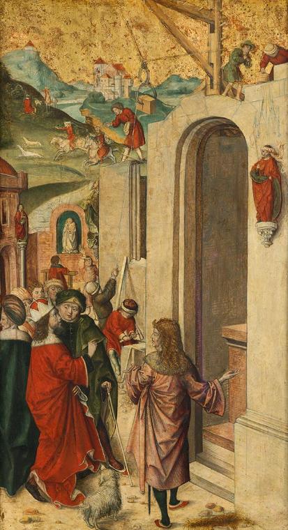 Meister der Heiligenmartyrien, Der hl. Leopold und die Erbauung von Stift Klosterneuburg, um 15…