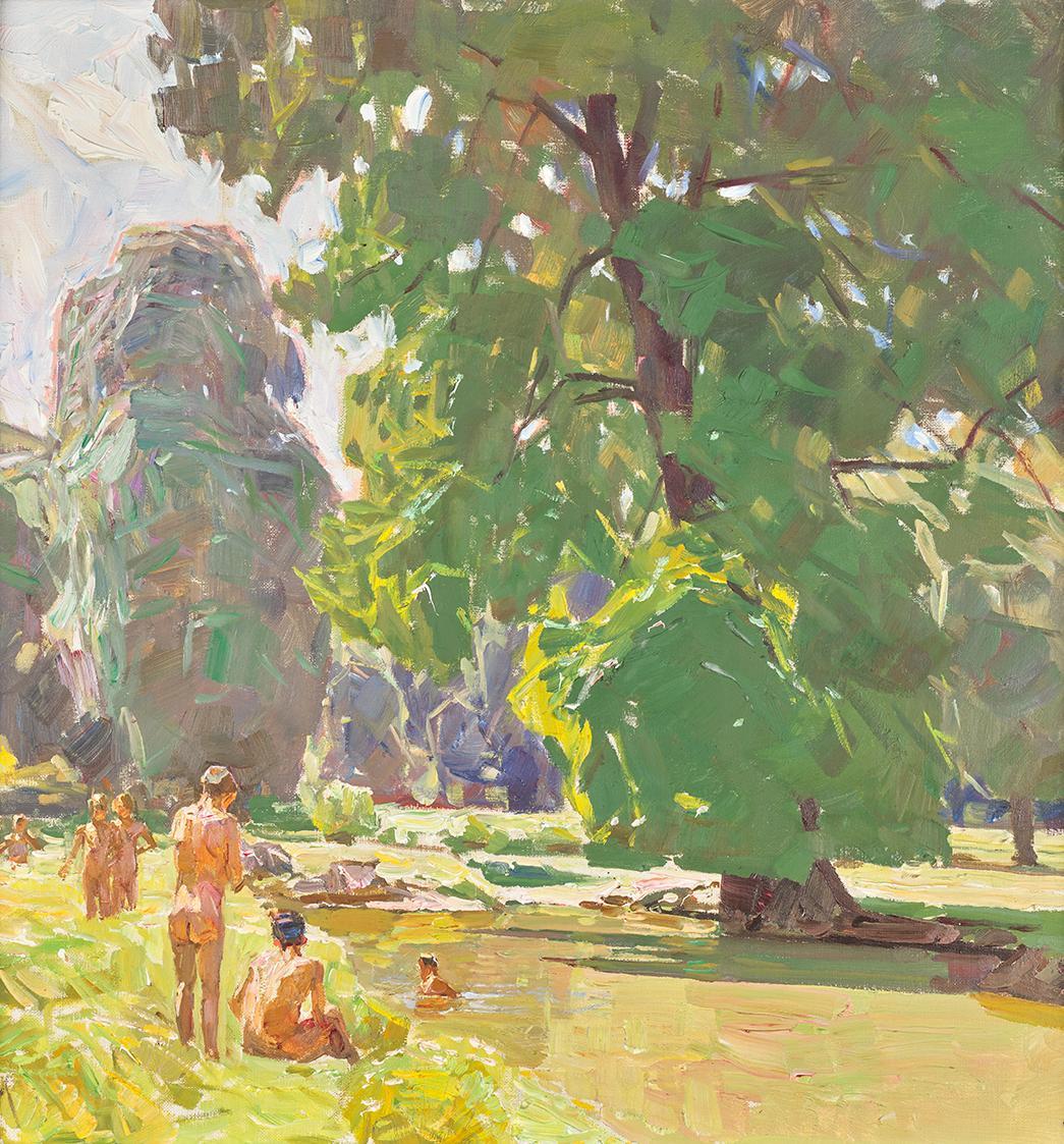 Carl Moll, Aus dem Wiener Prater II, 1928, Öl auf Leinwand, 60,5 × 60,5 cm, Belvedere, Wien, In ...