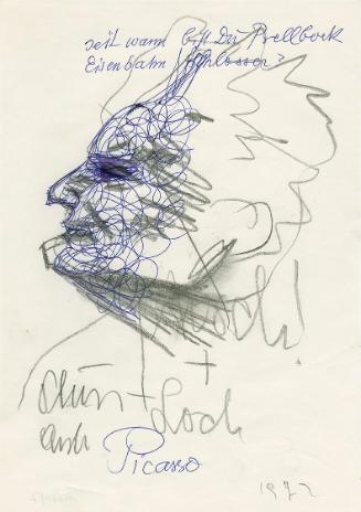 Robert Fuchs, Seit wann bist Du Prellbock Eisenbahn Schlosser, 1972, Bleistift und Kugelschreib…