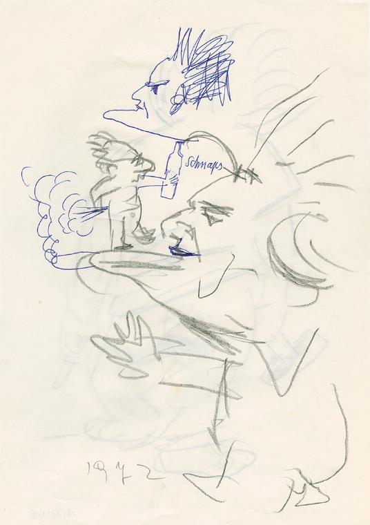 Robert Fuchs, Schnaps, 1972, Bleistift und Kugelschreiber auf Papier, 29,7 × 21 cm, Belvedere, …