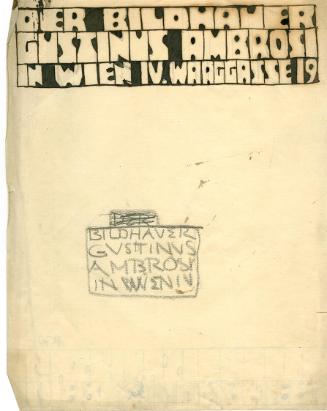 Gustinus Ambrosi, Entwurf für Briefpapier mit Adressanschrift des Künstlers (Aus der Mappe "Frü…