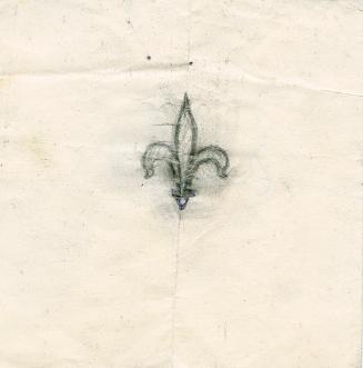Gustinus Ambrosi, Studie für eine Wappenlilie, um 1960, Bleistift, Kugelschreiber auf Papier, 1…