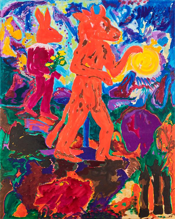 Alfred Klinkan, Sonnenscheibe, 1983, Öl auf Leinwand, ungerahmt: 200 × 160 × 2,5 cm, Belvedere,…